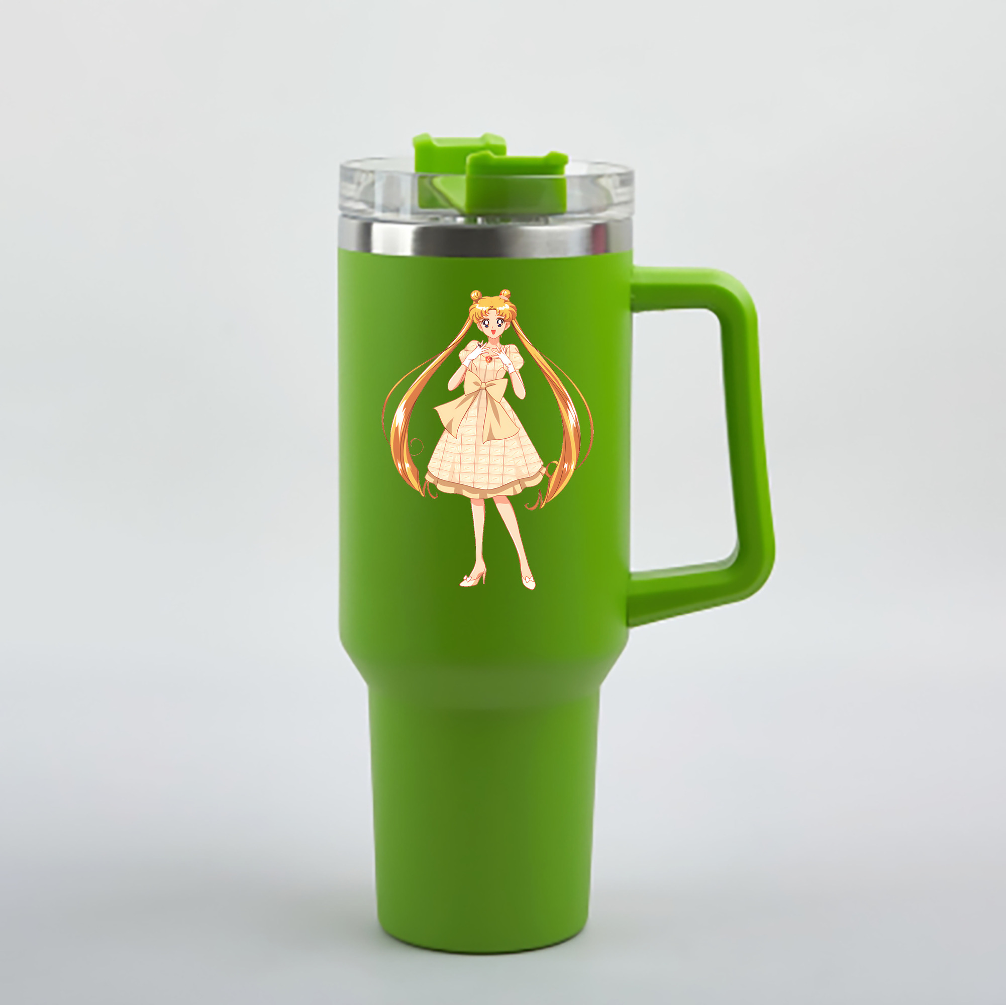 （画像用） 美少女戦士セーラームーン 愛野 美奈子 あいの みなこ Sailor Moon Aino Minako 1200mL車用タンブラー - クリスタルステッカー（プラスチックストロー付き）